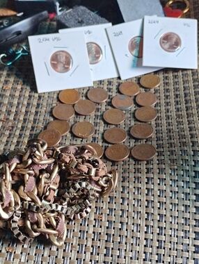 Copper Coinage & Triple Strand metal Necklace